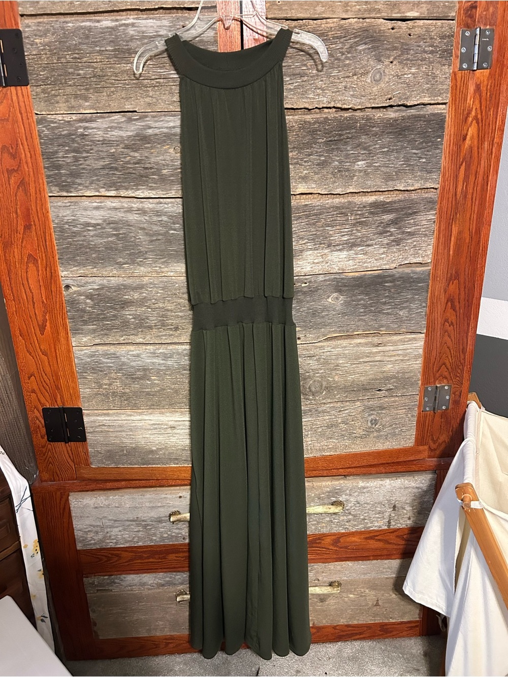 Rachel Roy "Avena" Halter Maxi Dress in army/olive green Size XL
